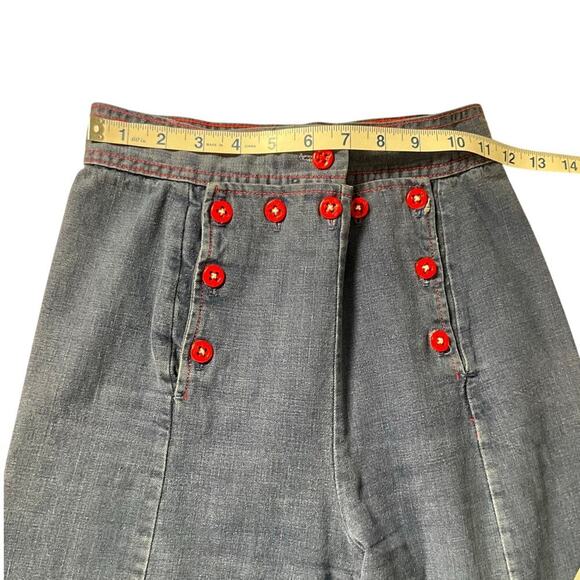 Vintage THERMO-JAC Bell Bottom Pants Full Button Front Light Wash Size 5 Groovy - Picture 6 of 13